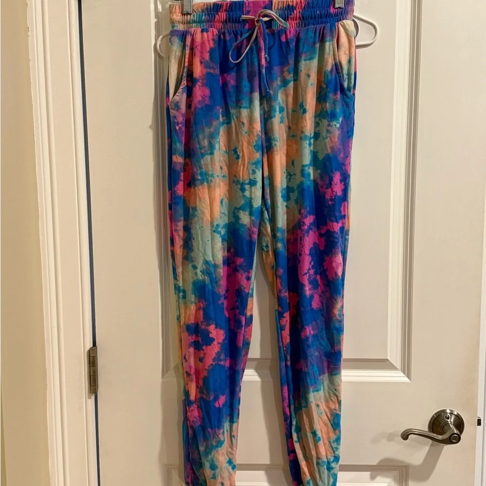 Jolie & Joy Multi-Color Tie-Dye Zip Hoodie and pants matching set - Picture 2 of 4